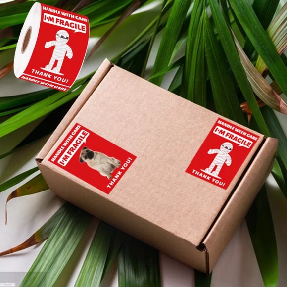 200pcs Red Fragile Stickers Roll - Picture 2 of 3